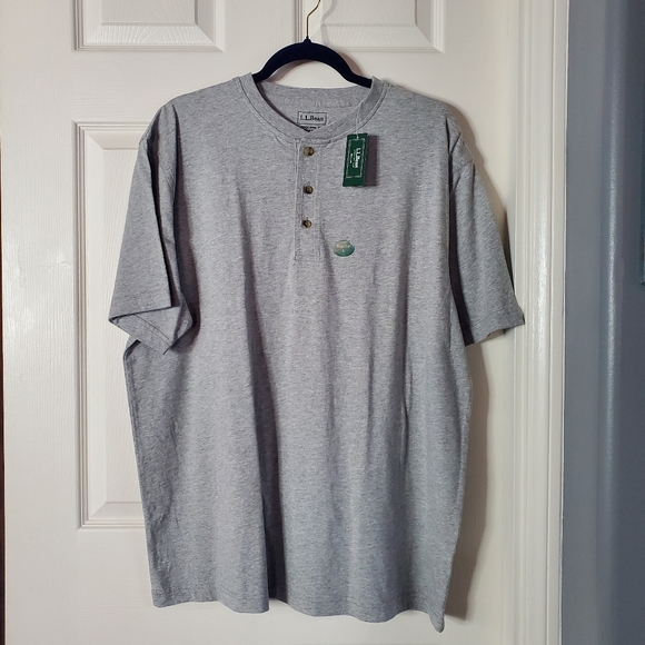 L.L. Bean Other - L.L. BEAN Traditional Fit Gray Short Sleeve Henley T-Shirt Size Large